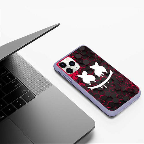 Чехол iPhone 11 Pro матовый Marshmello / 3D-Светло-сиреневый – фото 3