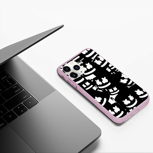Чехол iPhone 11 Pro матовый Marshmello / 3D-Розовый – фото 3