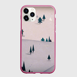 Чехол iPhone 11 Pro матовый Snow 1, цвет: 3D-малиновый