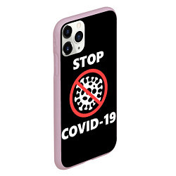 Чехол iPhone 11 Pro матовый STOP COVID-19, цвет: 3D-розовый — фото 2