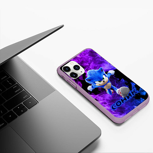 Чехол iPhone 11 Pro матовый SONIC / 3D-Сиреневый – фото 3