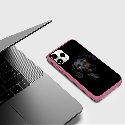 Чехол iPhone 11 Pro матовый Пес / 3D-Малиновый – фото 3