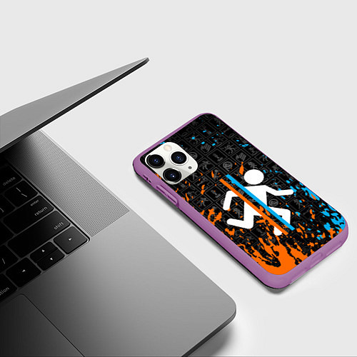 Чехол iPhone 11 Pro матовый PORTAL 2 / 3D-Фиолетовый – фото 3