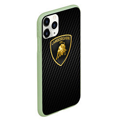 Чехол iPhone 11 Pro матовый Lamborghini logo n carbone, цвет: 3D-салатовый — фото 2