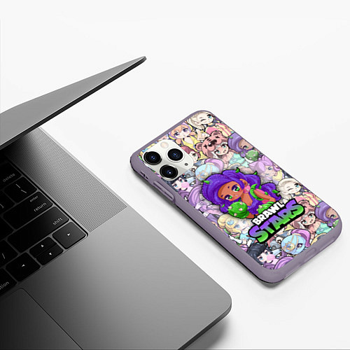 Чехол iPhone 11 Pro матовый BrawlStars Girls Oko / 3D-Серый – фото 3