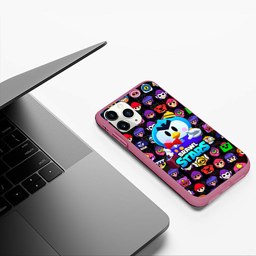 Чехол iPhone 11 Pro матовый Brawl stars MRP / 3D-Малиновый – фото 3