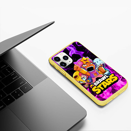 Чехол iPhone 11 Pro матовый BRAWL STARS SANDY / 3D-Желтый – фото 3