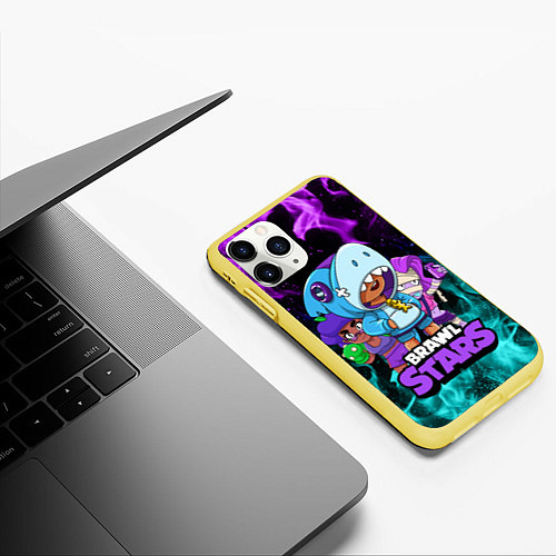 Чехол iPhone 11 Pro матовый BRAWL STARS LEON SHARK / 3D-Желтый – фото 3