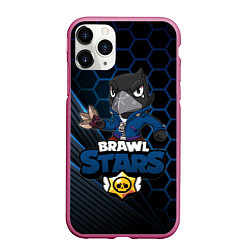 Чехол iPhone 11 Pro матовый BRAWL STARS CROW, цвет: 3D-малиновый