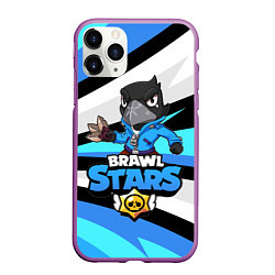 Чехол iPhone 11 Pro матовый BRAWL STARS CROW, цвет: 3D-фиолетовый