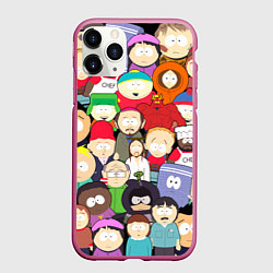 Чехол iPhone 11 Pro матовый South Park персонажи, цвет: 3D-малиновый