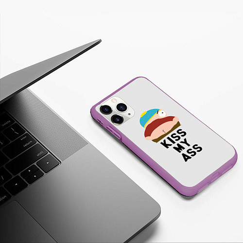 Чехол iPhone 11 Pro матовый Kiss My Ass / 3D-Фиолетовый – фото 3