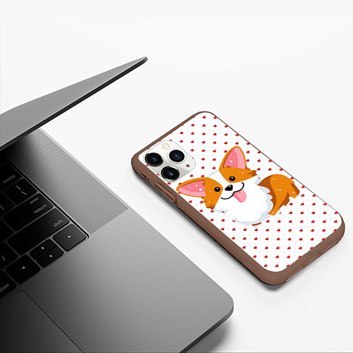 Чехол iPhone 11 Pro матовый Корги / 3D-Коричневый – фото 3