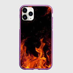 Чехол iPhone 11 Pro матовый ОГОНЬ, цвет: 3D-фиолетовый