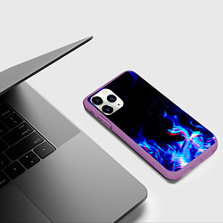 Чехол iPhone 11 Pro матовый СИНИЙ ОГОНЬ ГЛИТЧ, цвет: 3D-фиолетовый — фото 2