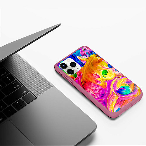 Чехол iPhone 11 Pro матовый TIE DYE / 3D-Малиновый – фото 3