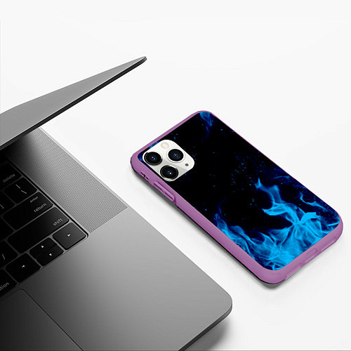 Чехол iPhone 11 Pro матовый СИНИЙ ОГОНЬ / 3D-Фиолетовый – фото 3