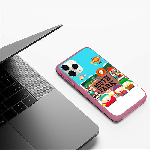 Чехол iPhone 11 Pro матовый South Park / 3D-Малиновый – фото 3