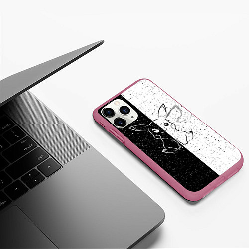 Чехол iPhone 11 Pro матовый ПИКАЧУ / 3D-Малиновый – фото 3