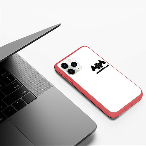 Чехол iPhone 11 Pro матовый Marshmello Спина / 3D-Красный – фото 3