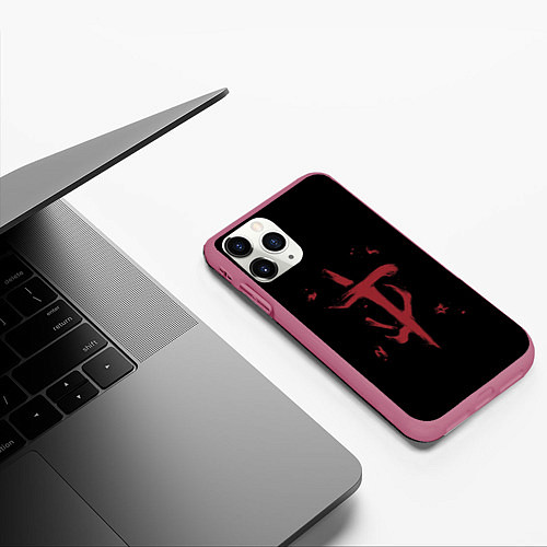 Чехол iPhone 11 Pro матовый Doom Mark of the Doom Slayer / 3D-Малиновый – фото 3