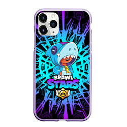 Чехол iPhone 11 Pro матовый BRAWL STARS LEON SHARK, цвет: 3D-светло-сиреневый