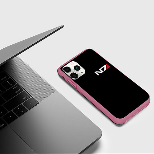 Чехол iPhone 11 Pro матовый MASS EFFECT N7 / 3D-Малиновый – фото 3