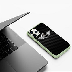 Чехол iPhone 11 Pro матовый MINI COOPER CARBON, цвет: 3D-салатовый — фото 2