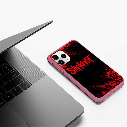 Чехол iPhone 11 Pro матовый SLIPKNOT / 3D-Малиновый – фото 3