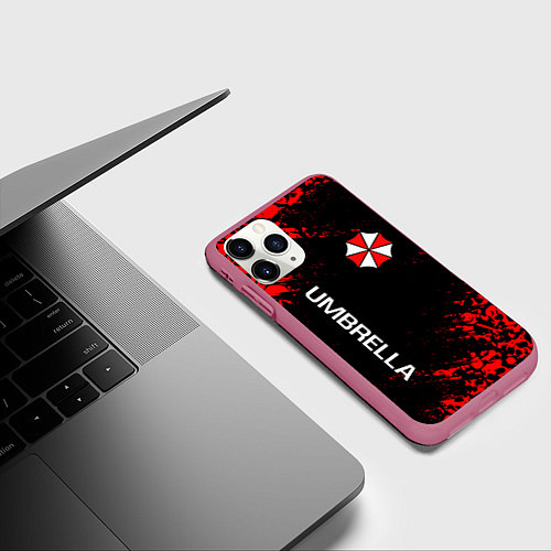 Чехол iPhone 11 Pro матовый UMBRELLA CORP / 3D-Малиновый – фото 3