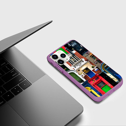 Чехол iPhone 11 Pro матовый London doors цифровой коллаж / 3D-Фиолетовый – фото 3