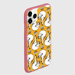 Чехол iPhone 11 Pro матовый Белая кошка и корм, цвет: 3D-малиновый — фото 2