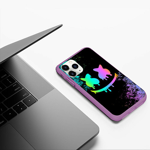 Чехол iPhone 11 Pro матовый Marshmello / 3D-Фиолетовый – фото 3