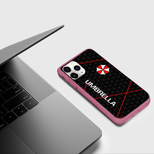 Чехол iPhone 11 Pro матовый UMBRELLA CORP / 3D-Малиновый – фото 3