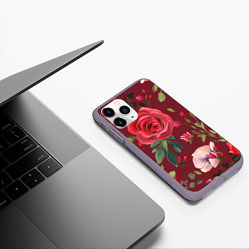 Чехол iPhone 11 Pro матовый Rose / 3D-Серый – фото 3