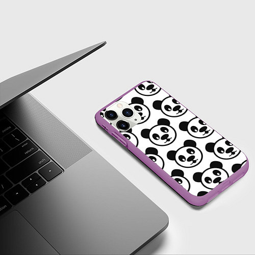 Чехол iPhone 11 Pro матовый Panda / 3D-Фиолетовый – фото 3