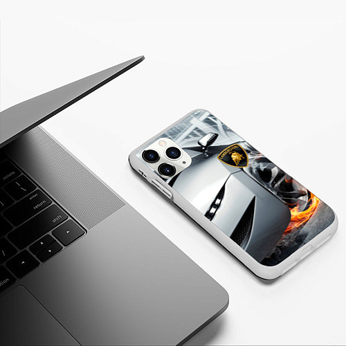 Чехол iPhone 11 Pro матовый Lamborghini / 3D-Белый – фото 3