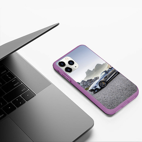 Чехол iPhone 11 Pro матовый Mercedes V8 Biturbo / 3D-Фиолетовый – фото 3