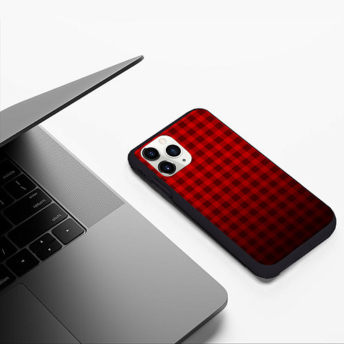 Чехол iPhone 11 Pro матовый В КЛЕТОЧКУ / 3D-Черный – фото 3