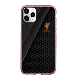 Чехол iPhone 11 Pro матовый Liverpool FC, цвет: 3D-малиновый