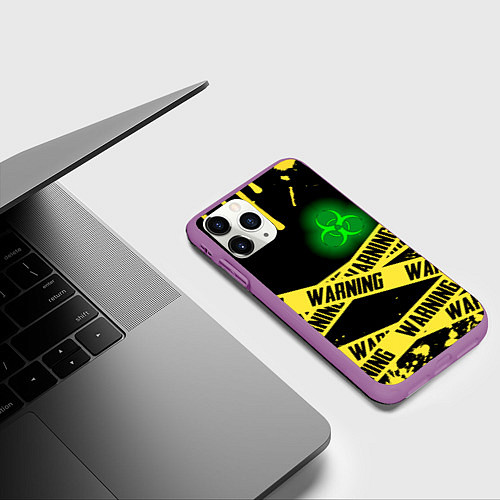 Чехол iPhone 11 Pro матовый Warning / 3D-Фиолетовый – фото 3
