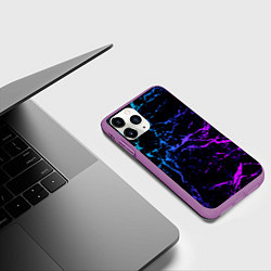 Чехол iPhone 11 Pro матовый МРАМОР NEON, цвет: 3D-фиолетовый — фото 2