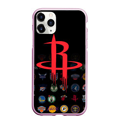 Чехол iPhone 11 Pro матовый Houston Rockets 2, цвет: 3D-розовый