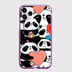 Чехол iPhone 11 Pro матовый Панды, цвет: 3D-фиолетовый