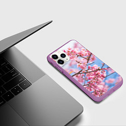 Чехол iPhone 11 Pro матовый Ветки Сакуры, цвет: 3D-фиолетовый — фото 2