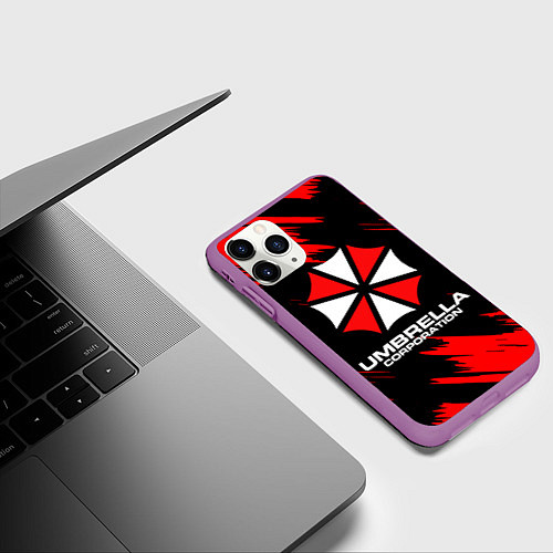 Чехол iPhone 11 Pro матовый Umbrella Corporation / 3D-Фиолетовый – фото 3