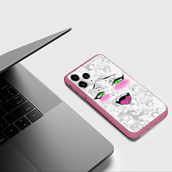 Чехол iPhone 11 Pro матовый Ахегао, цвет: 3D-малиновый — фото 2