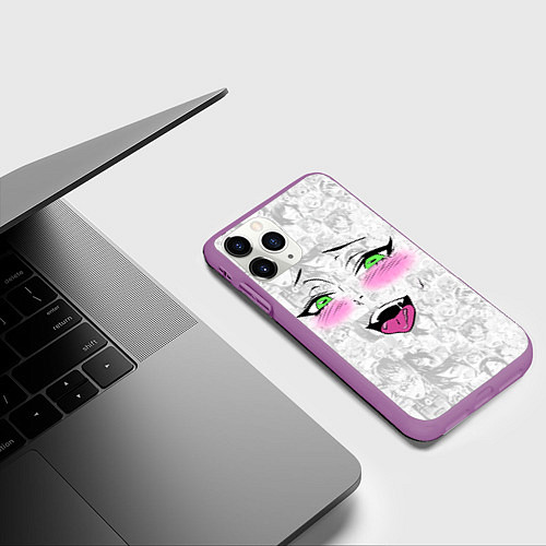 Чехол iPhone 11 Pro матовый Ахегао / 3D-Фиолетовый – фото 3