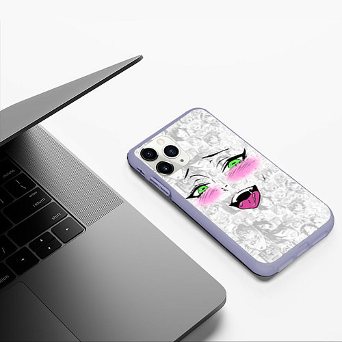 Чехол iPhone 11 Pro матовый Ахегао / 3D-Светло-сиреневый – фото 3