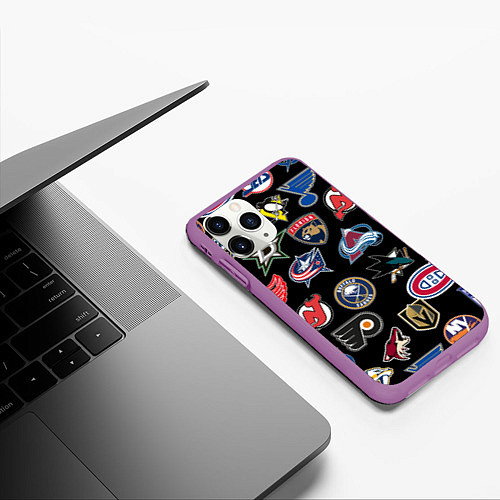 Чехол iPhone 11 Pro матовый NBA PATTERN / 3D-Фиолетовый – фото 3